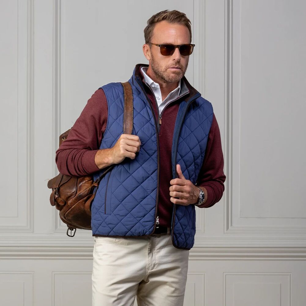 Collars & Co Quilted Vest Mens 2XL Blue Voyager Preppy Outdoor Hiking Casual NWT